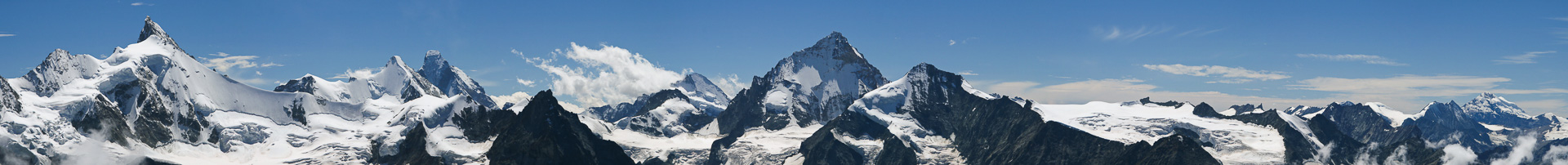 vom Diablons des Dames: Zinalrothorn, Obergabelhorn, Matterhorn, Dent d'Hérens, Dent Blanche, Grand Combin.