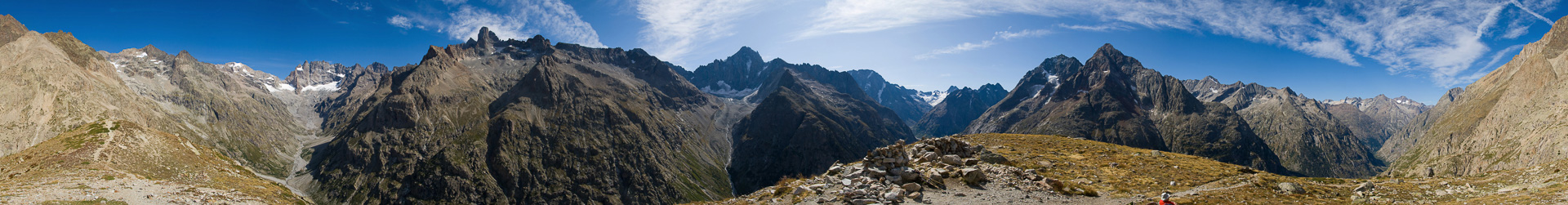 Gipfelpanorama: La Meije, Barre des Écrins, Grande Aiguille de la Bérarde.