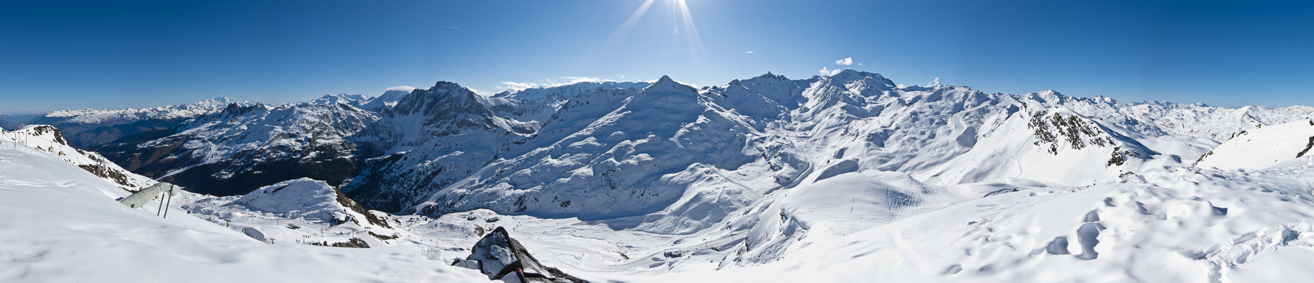 Panorama mit Mont Blanc und der Meije.