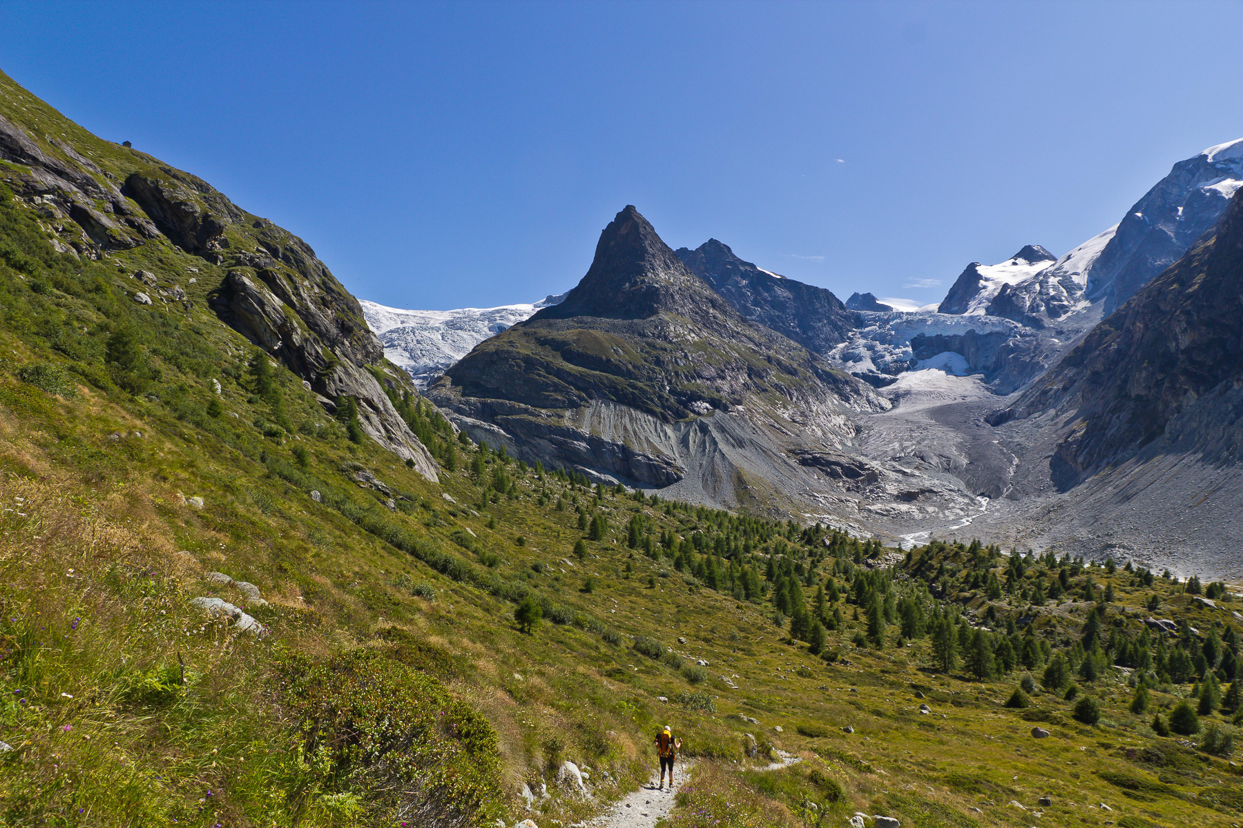 Am Zusammenfluss von Glacier de Ferpècle und Glacier du Mont Miné.