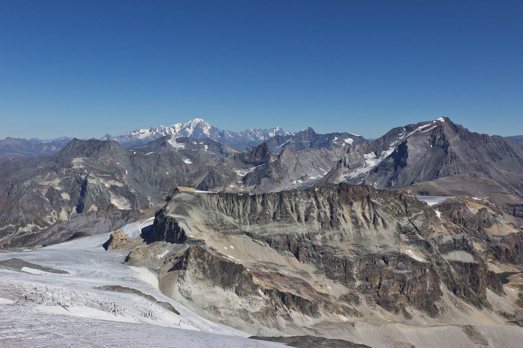 Blick zum Mont Blanc und zur Grande Casse.
