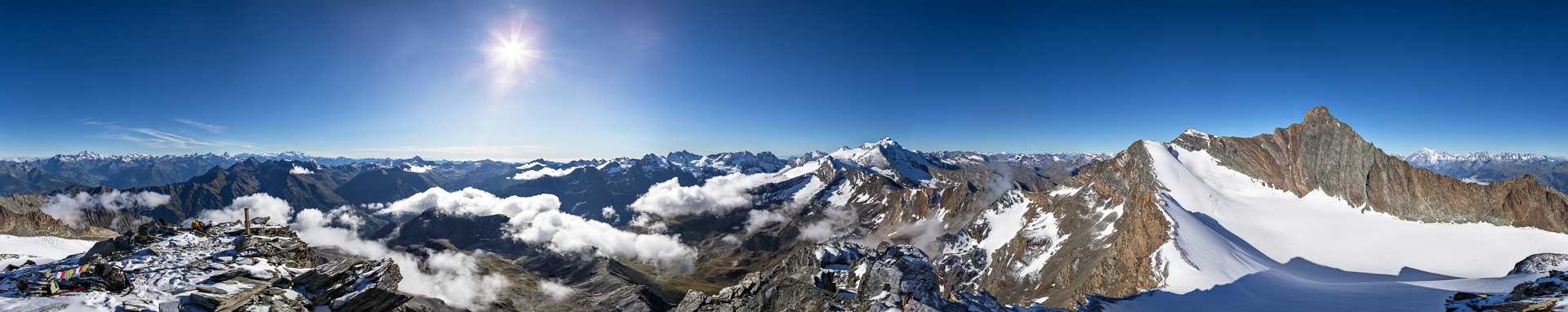 Gipfelpanorama - vom Wallis zum Gran Paradiso mit exzellenter Fernsicht.