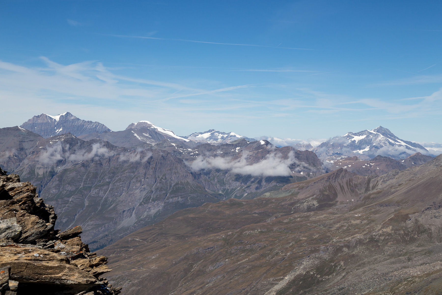 La Grande Casse (3.855 m), La Grande Motte (3.653 m) und Mont Pourri (3.779 m).