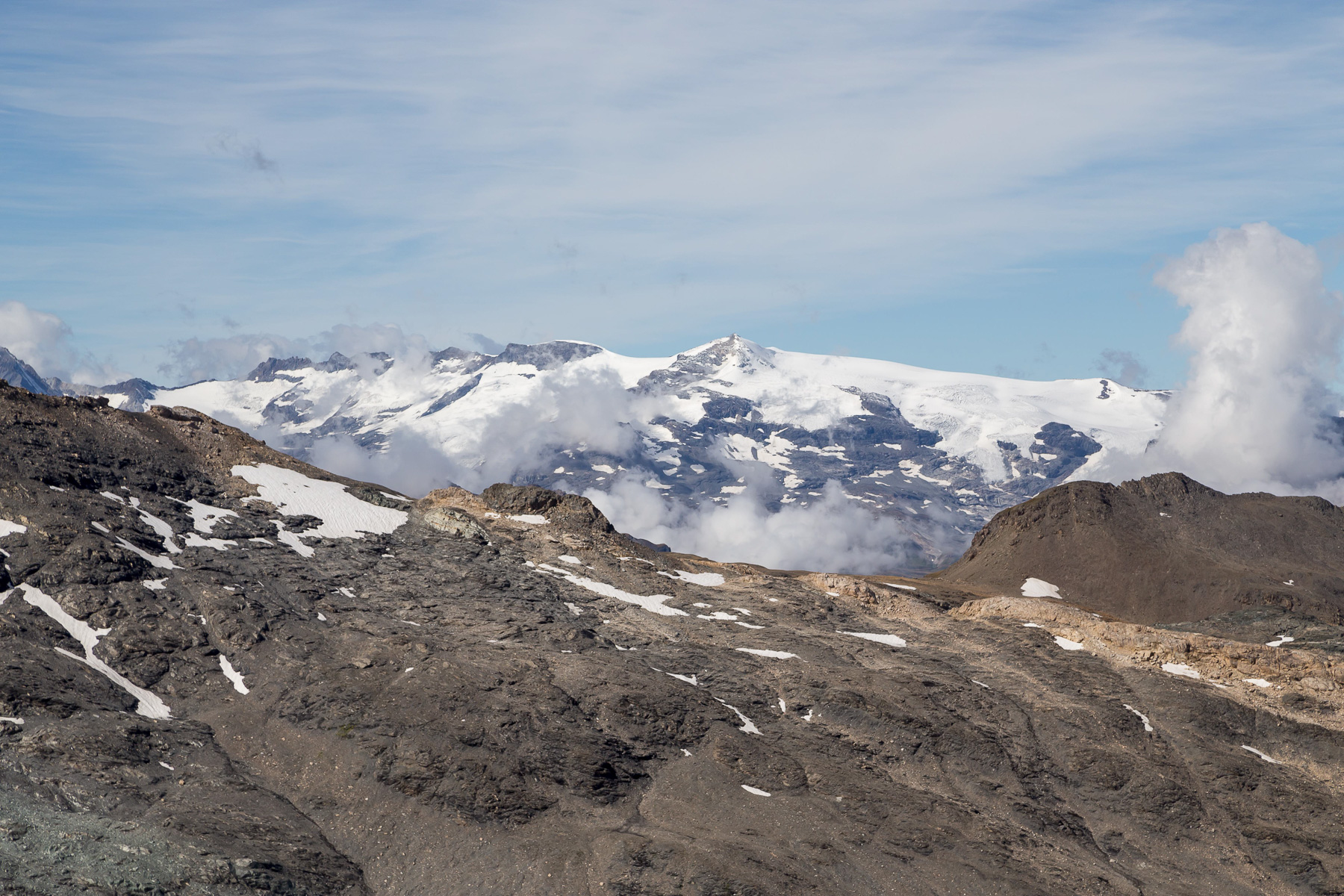 Glaciers de la Vanoise mit Dôme de l'Arpont (3.599 m) und Dôme de Chasseforêt (3.586 m).