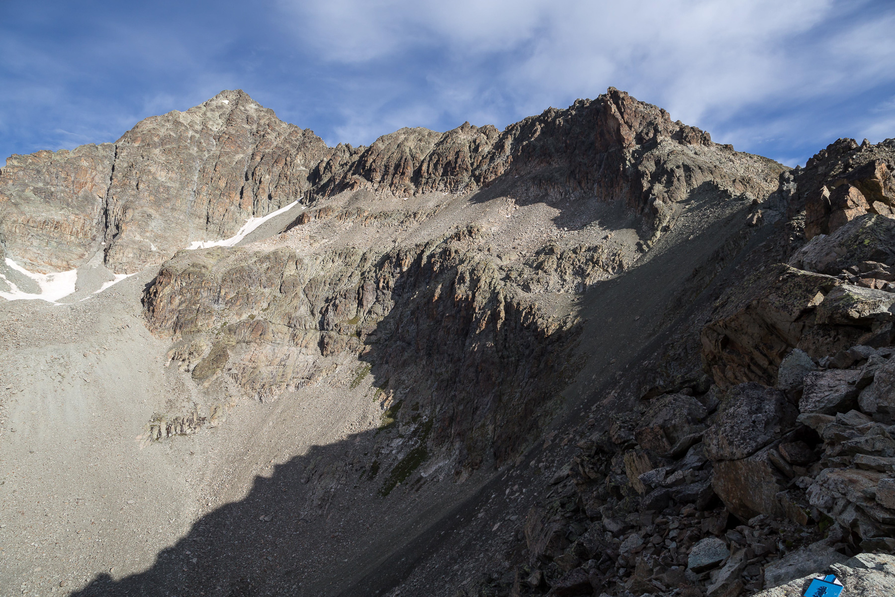 an der Fuorcla Albana (2.870 m) - ab hier sind es 500 Höhenmeter phantastischer Grataufstieg