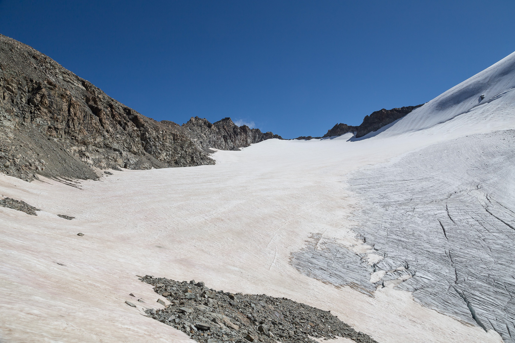 der kleine Tschierva-Gletscher im Aufstieg zum gleichnamigen Gipfel