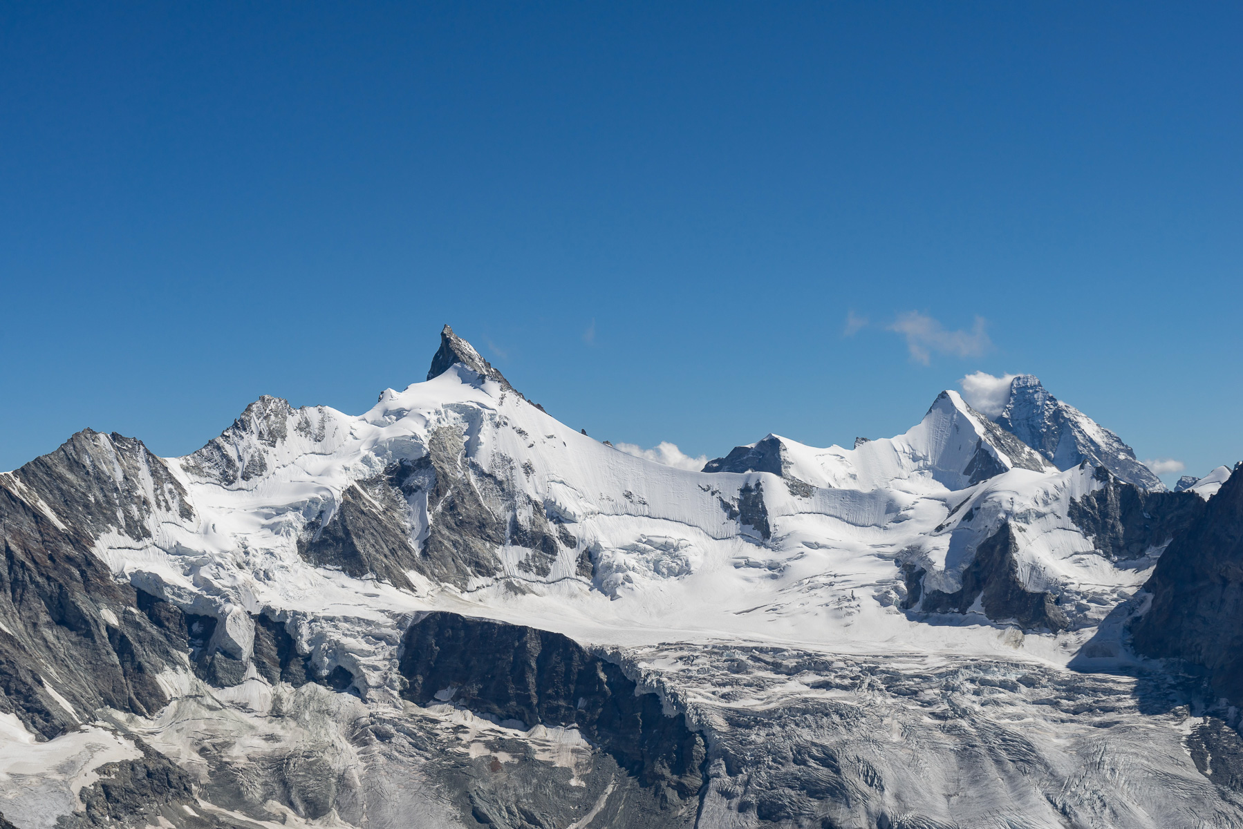 Zinalrothorn, Obergabelhorn und Matterhorn.
