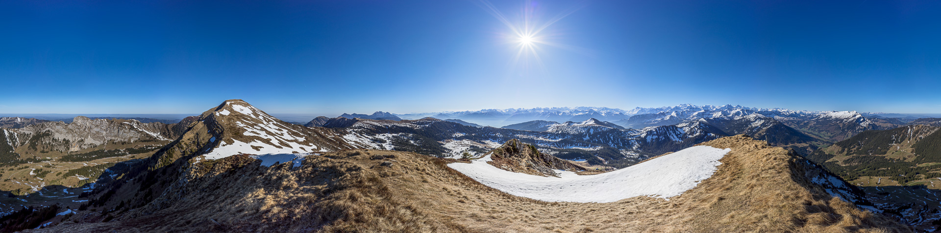 Panorama mit den Berner Alpen.