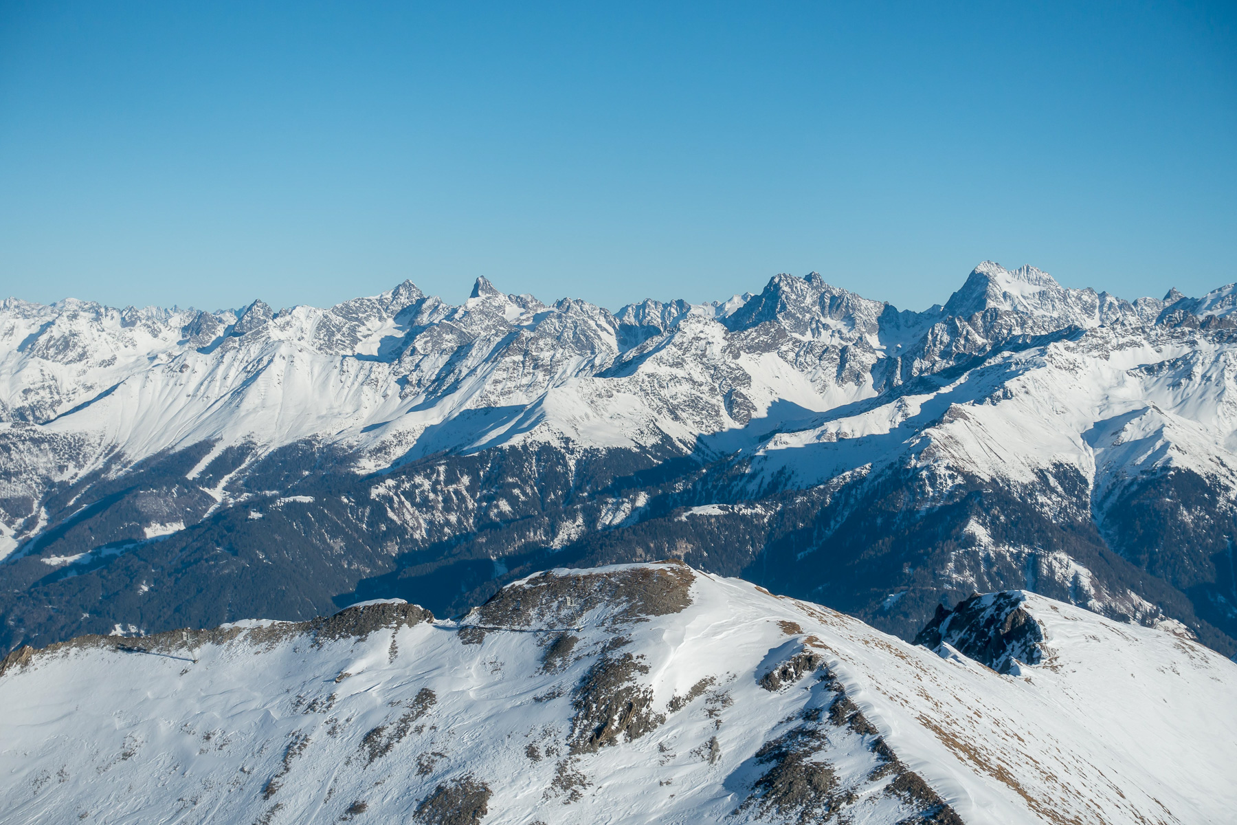 Ötztaler Alpen mit Rofelewand, Schwabenkopf und Watzesspitze.