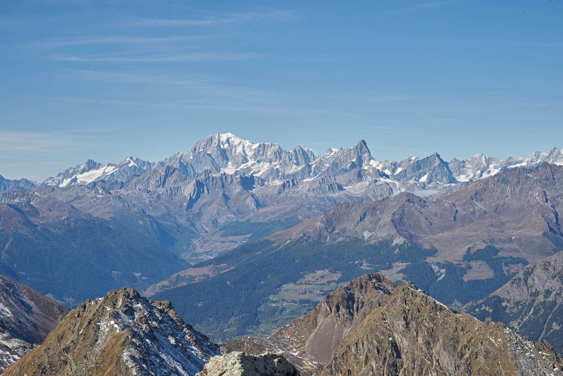 Blick auf Mont Blanc und Grandes Jorasses