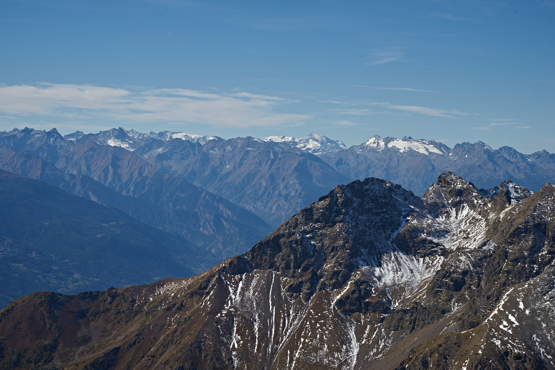 Blick auf Grande Casse, Mont Pourri und Testa del Rutor