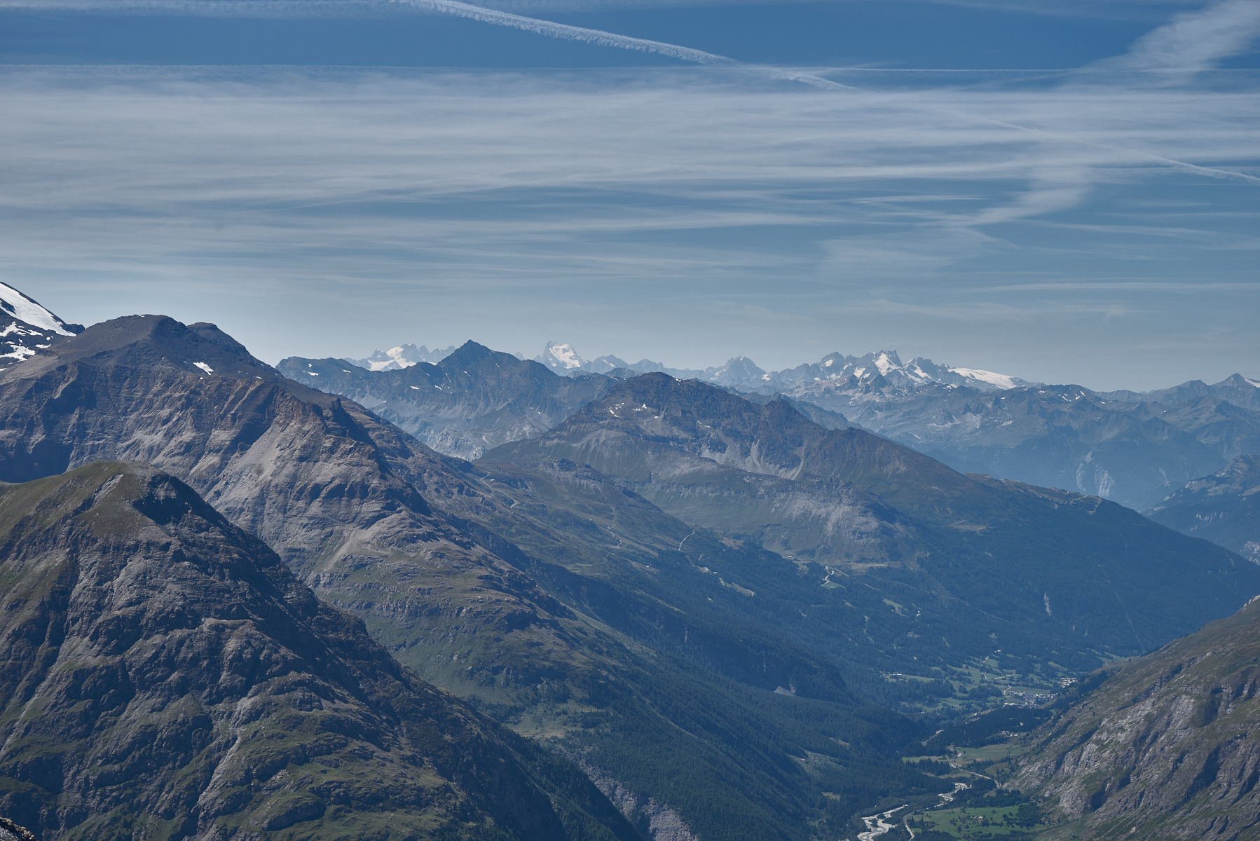 Blick über die Haute Maurienne hinweg in die Écrins-Gruppe