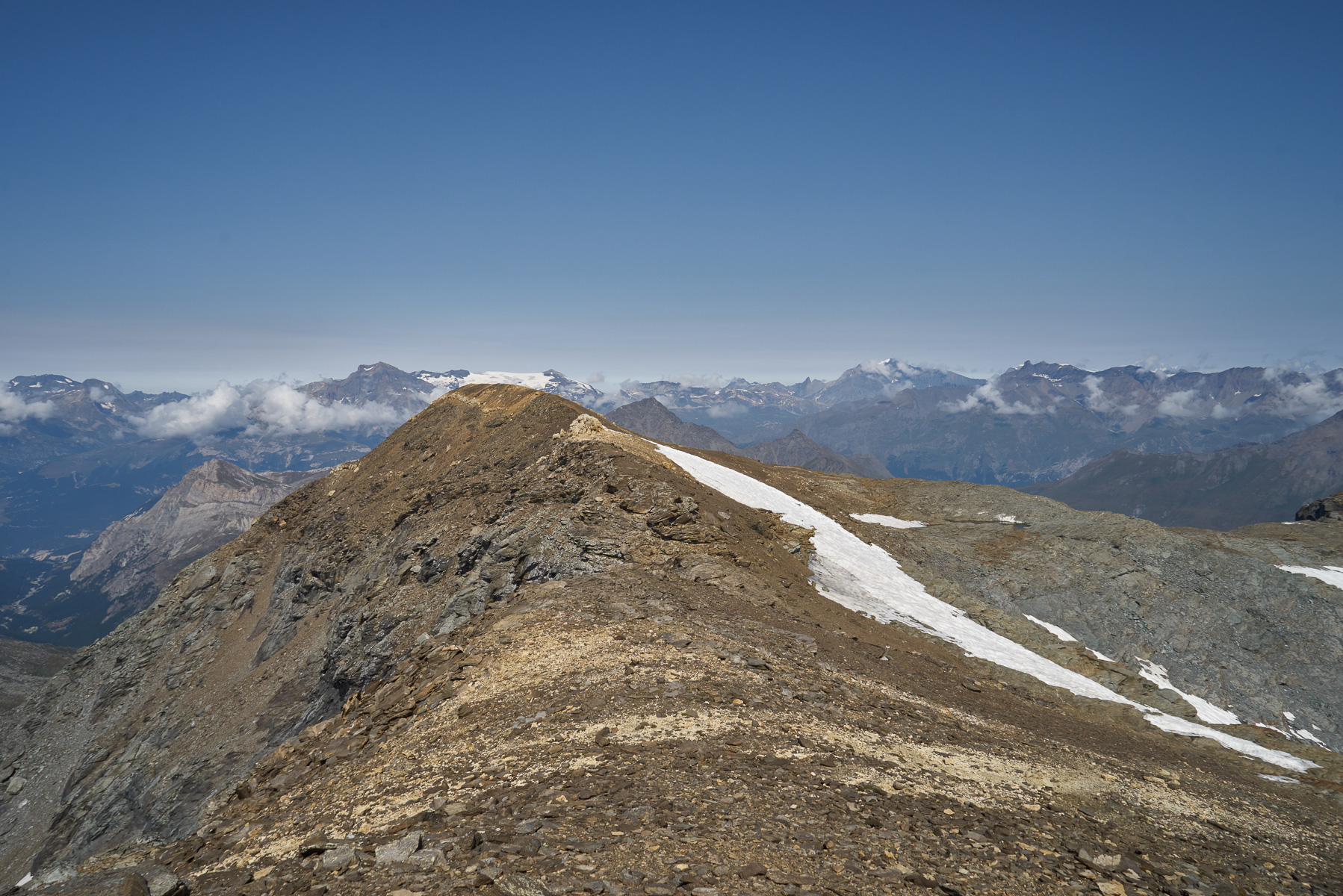 Blick nach Norden zu den Glaciers de la Vanoise und zur Grande Motte.