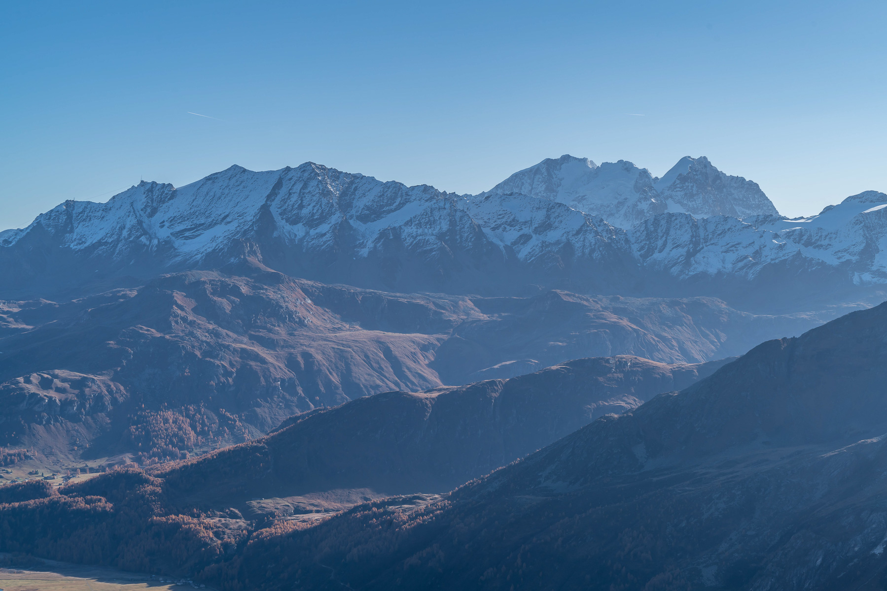 Blick zum Piz Corvatsch und Piz Bernina