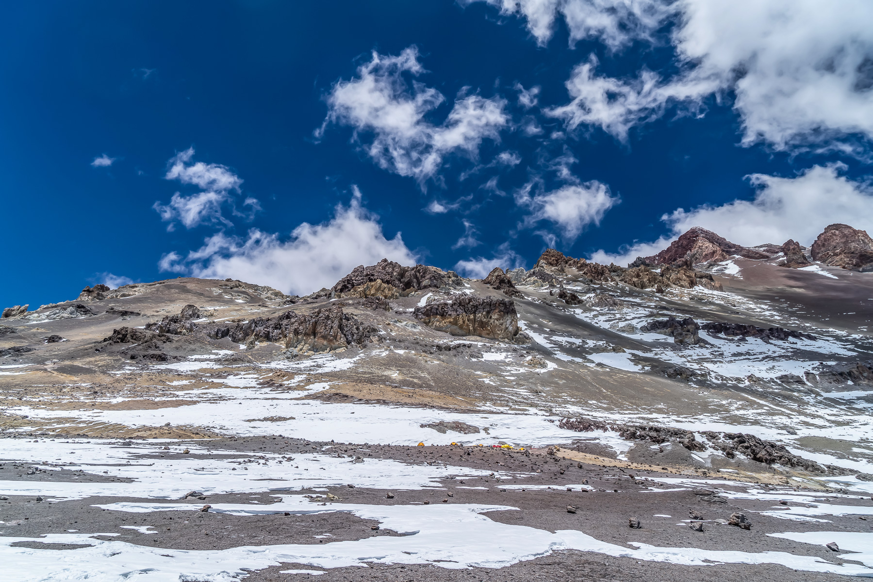 Blick in die sanften Nordwände des Aconcagua